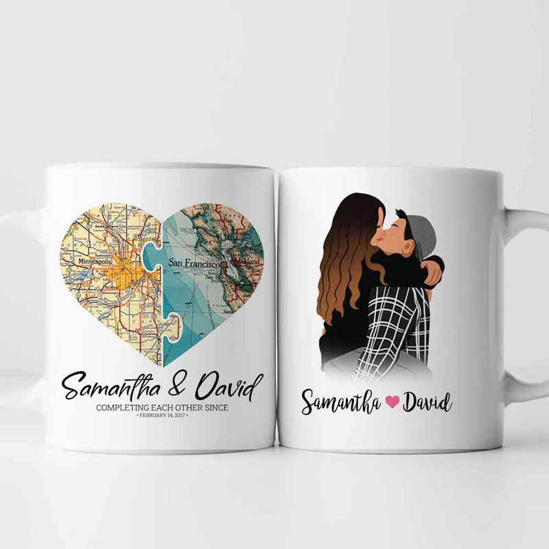 Map mug personalized gifts for boyfriend