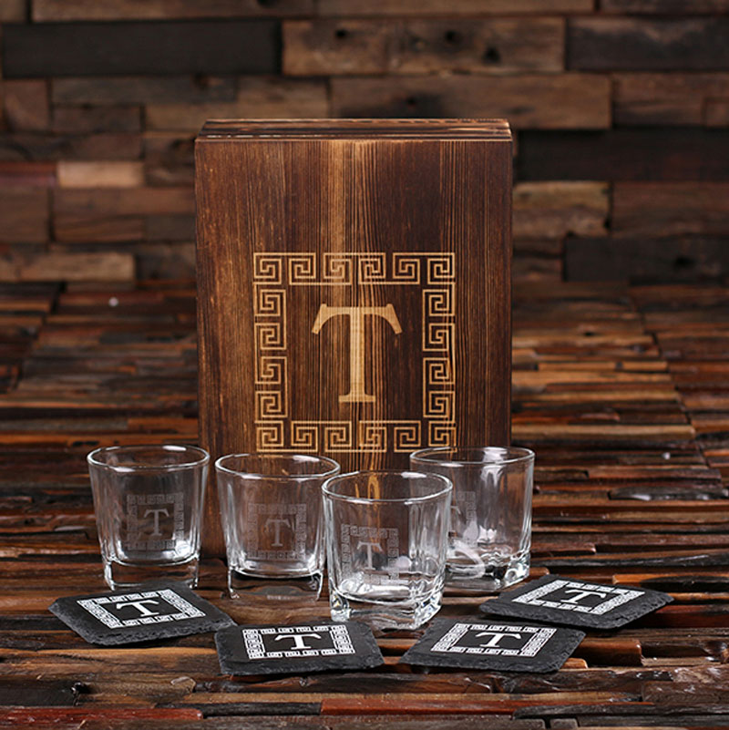Custom whiskey glass set gift for boyfriend