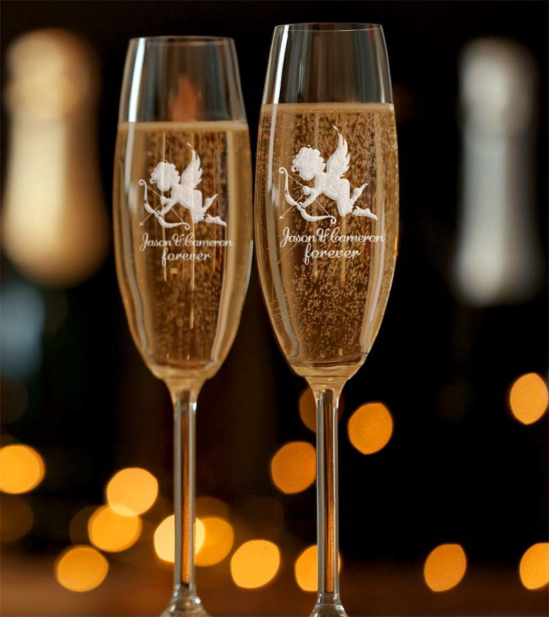 custom champagne glasses practical engagement gifts